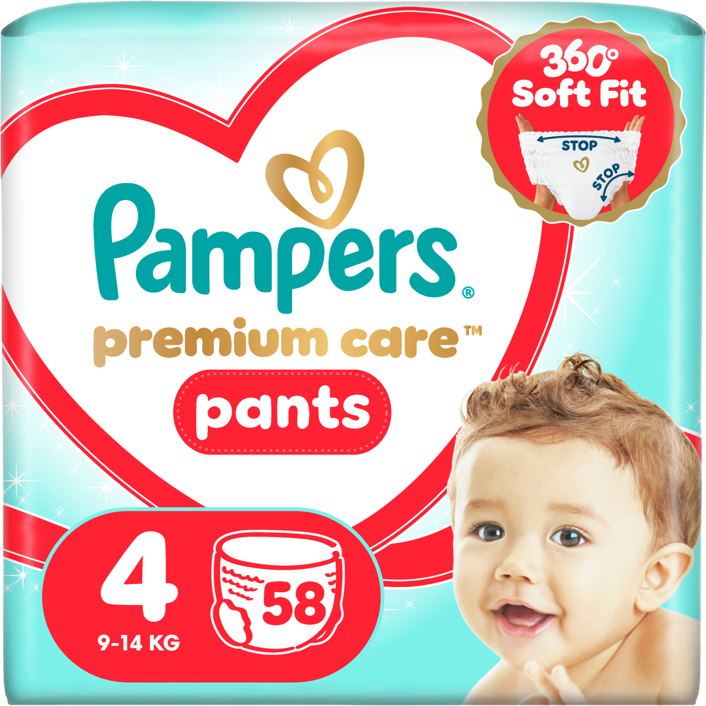 Одноразові підгузки-трусики Pampers Premium Care Pants Розмір 4 (9-15 кг) 58 шт. (80836077)